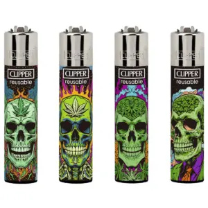 Clipper Lighter 48-Pack - Weed Skull